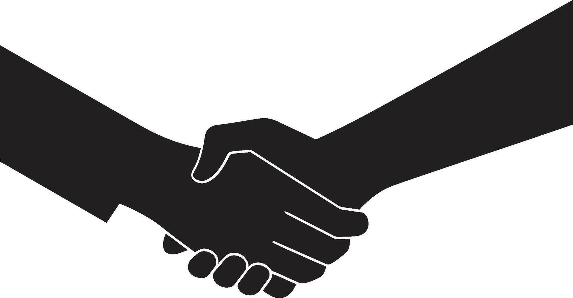 Inked Harmony Iconic Handshake Symbol in Black Solidarity Compact Handshake Emblem in Black vector