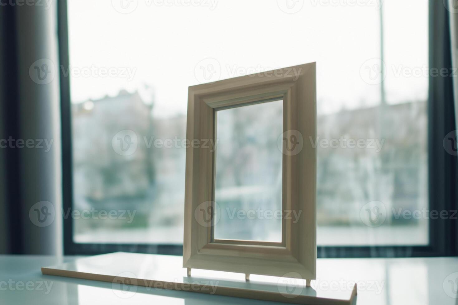 Natural Mockup Photo Paper on Wooden Table for a Realistic and Authentic Presentation, Perfect for Showcasing Designs with a Natural Feel