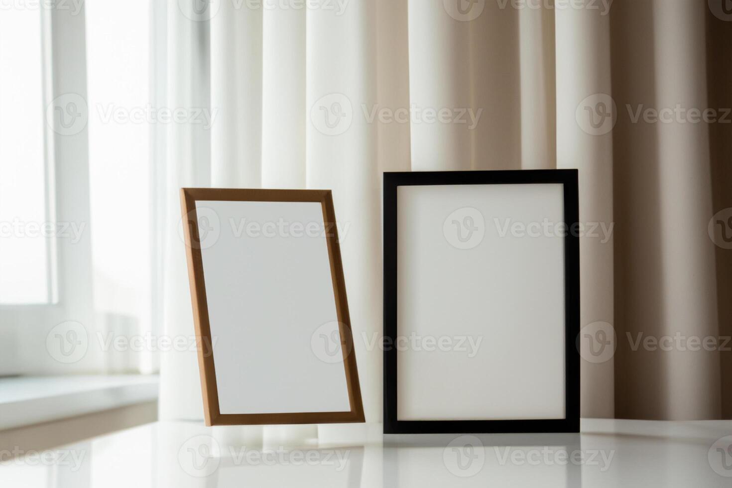 Natural Mockup Photo Paper on Wooden Table for a Realistic and Authentic Presentation, Perfect for Showcasing Designs with a Natural Feel