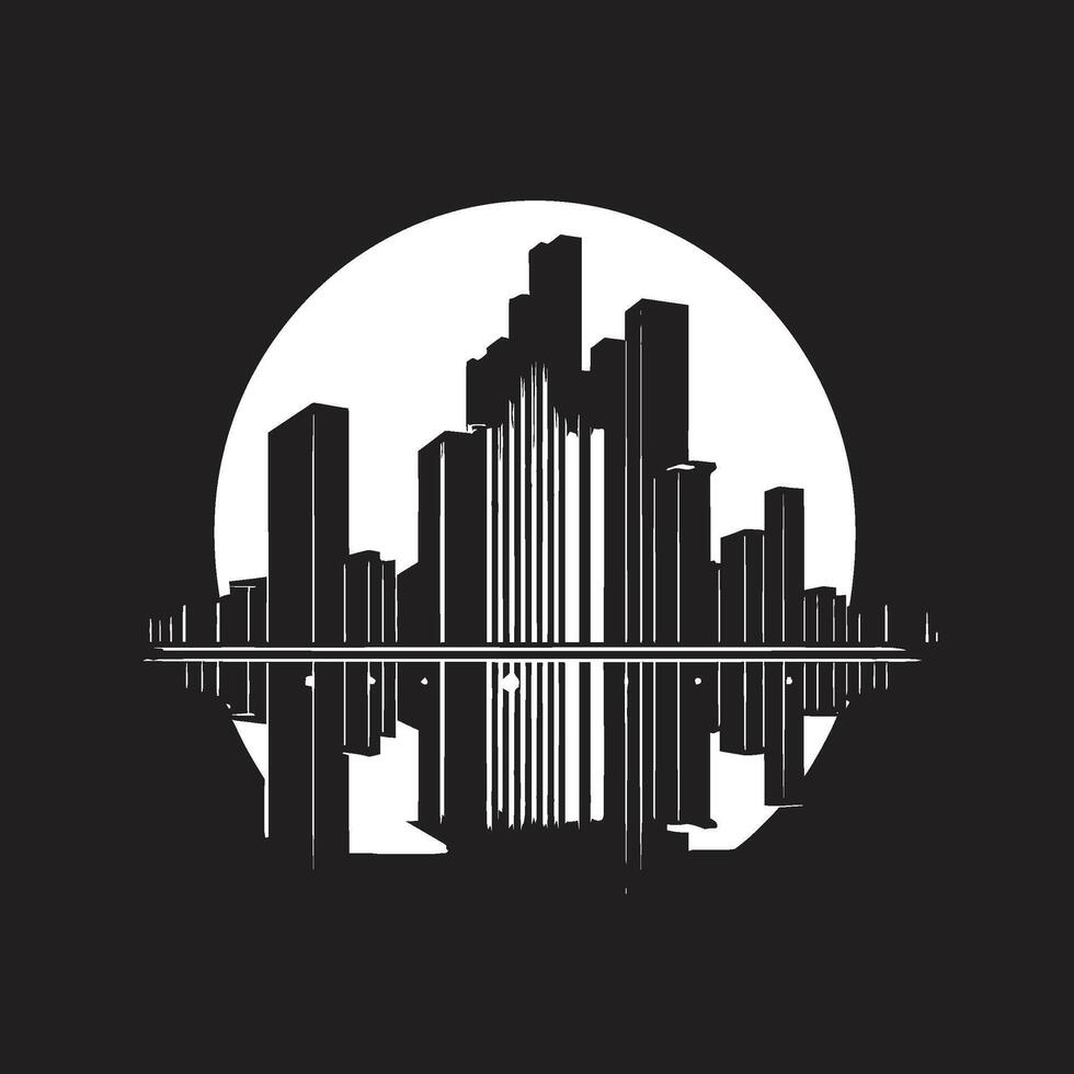 Midnight Monochrome Chic Black Architectural Graphic Gothic Galore Sophisticated Abstract Structure vector