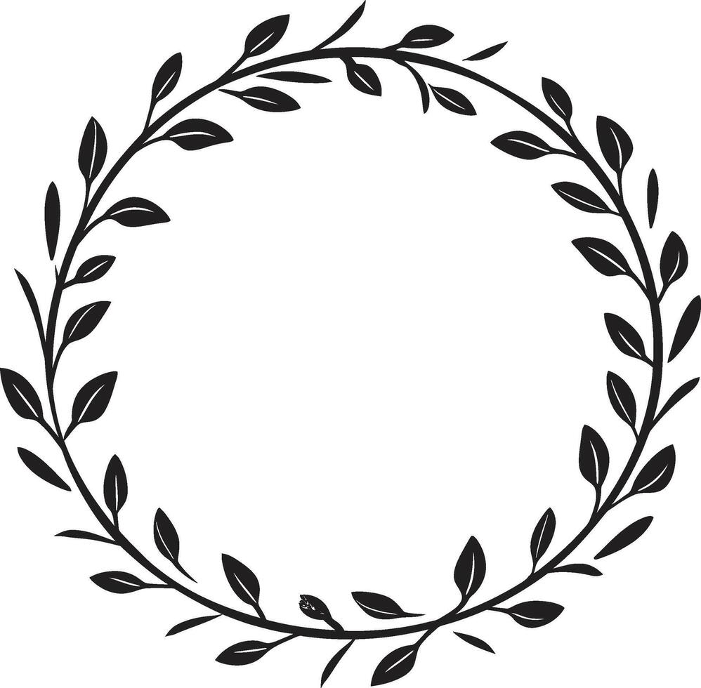 Shadowy Sketched Serenity Sketched Wreath of Black Doodle Leaves Carbon Charm Charming Doodle Leaves Wreath in Black vector