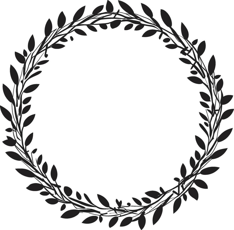 Shadow Sketch Sketched Wreath of Midnight Black Leaves Carbon Cluster Cluster of Intricate Doodle Leaves in Black vector