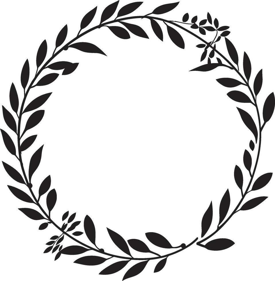 Darkened Delight Delightful Doodle Leaves in Black Stealthy Symbolism Symbolic Wreath of Black Leaves vector