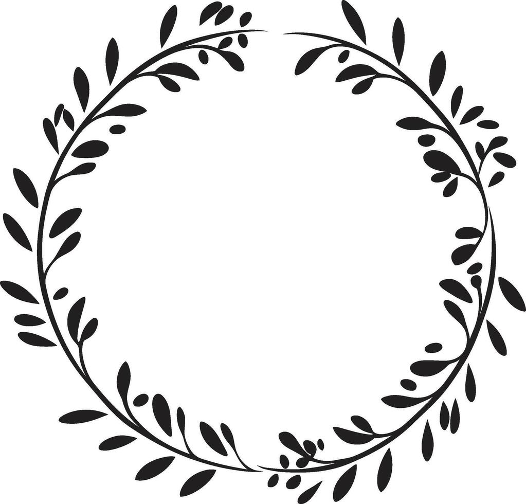 Carbon Cluster Cluster of Intricate Black Doodle Leaves in Wreath Onyx Opulence Opulent Black Doodle Leaves Wreath vector
