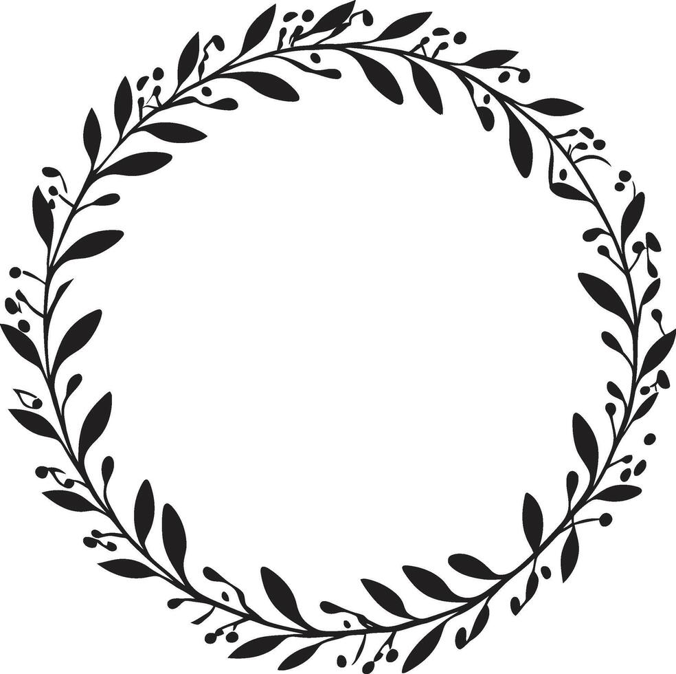 Eclipse Ensemble Ensemble of Midnight Black Doodle Leaves Phantom Finesse Finessed Wreath of Black Doodle Leaves vector