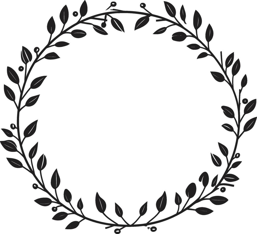 Stealthy Symbolism Symbolic Wreath of Midnight Black Leaves Ravens Rhapsody Rhapsody of Doodle Leaves in Black vector