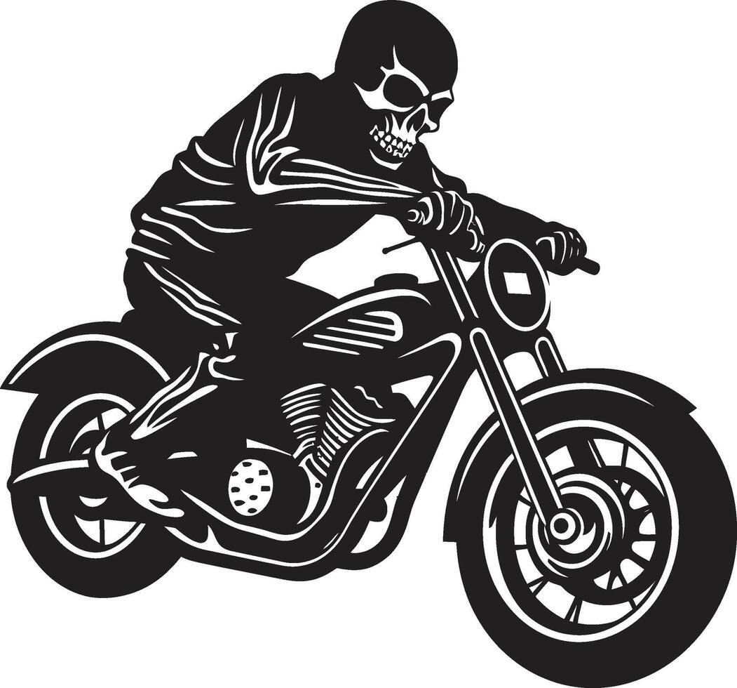 Shadow Chopper Skeleton Rider Emblem in Leather Jacket Midnight Blaze Motorcycle Skeleton in Dark vector