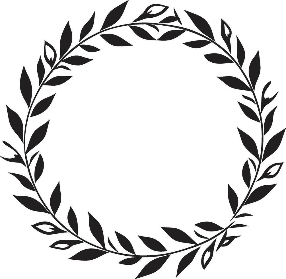 Shadow Sketch Sketchy Wreath of Black Doodle Leaves Carbon Cluster Cluster of Intricate Black Doodle Leaves in Wreath vector
