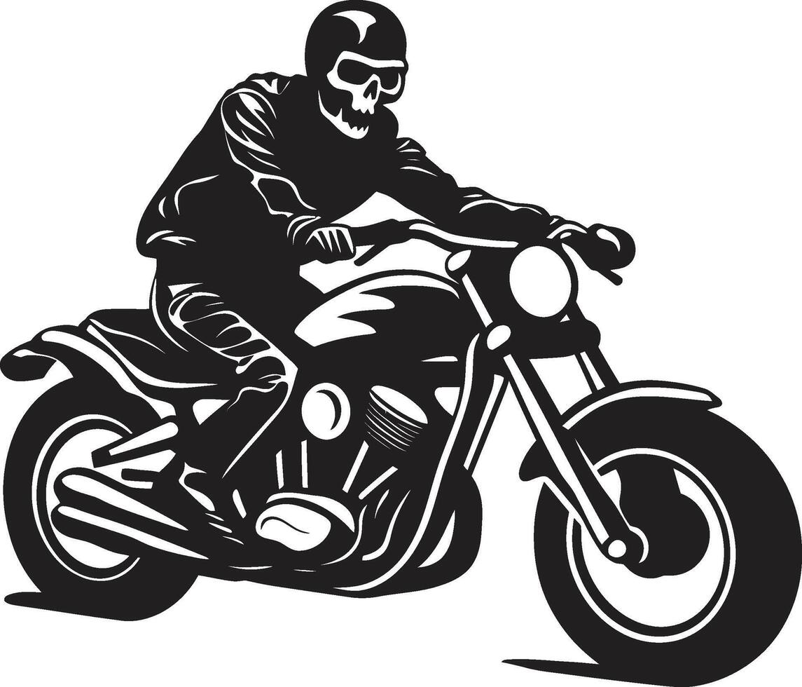 Leather Reaper Motorcycle Skeleton in Dark Grim Glide Grim Skeleton Biker in Black Leather vector
