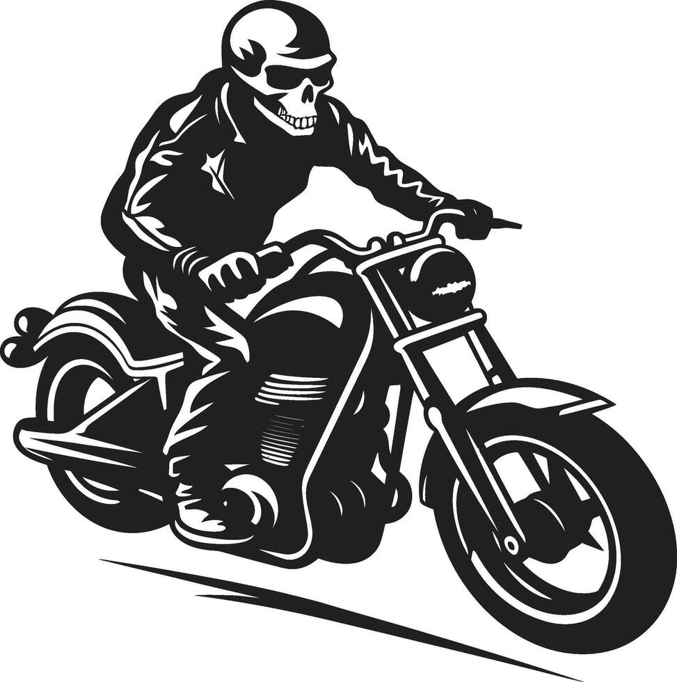 Ghostly Glide Grim Skeleton Biker in Black Phantom Speedster Skeleton Rider Emblem in Leather Jacket vector