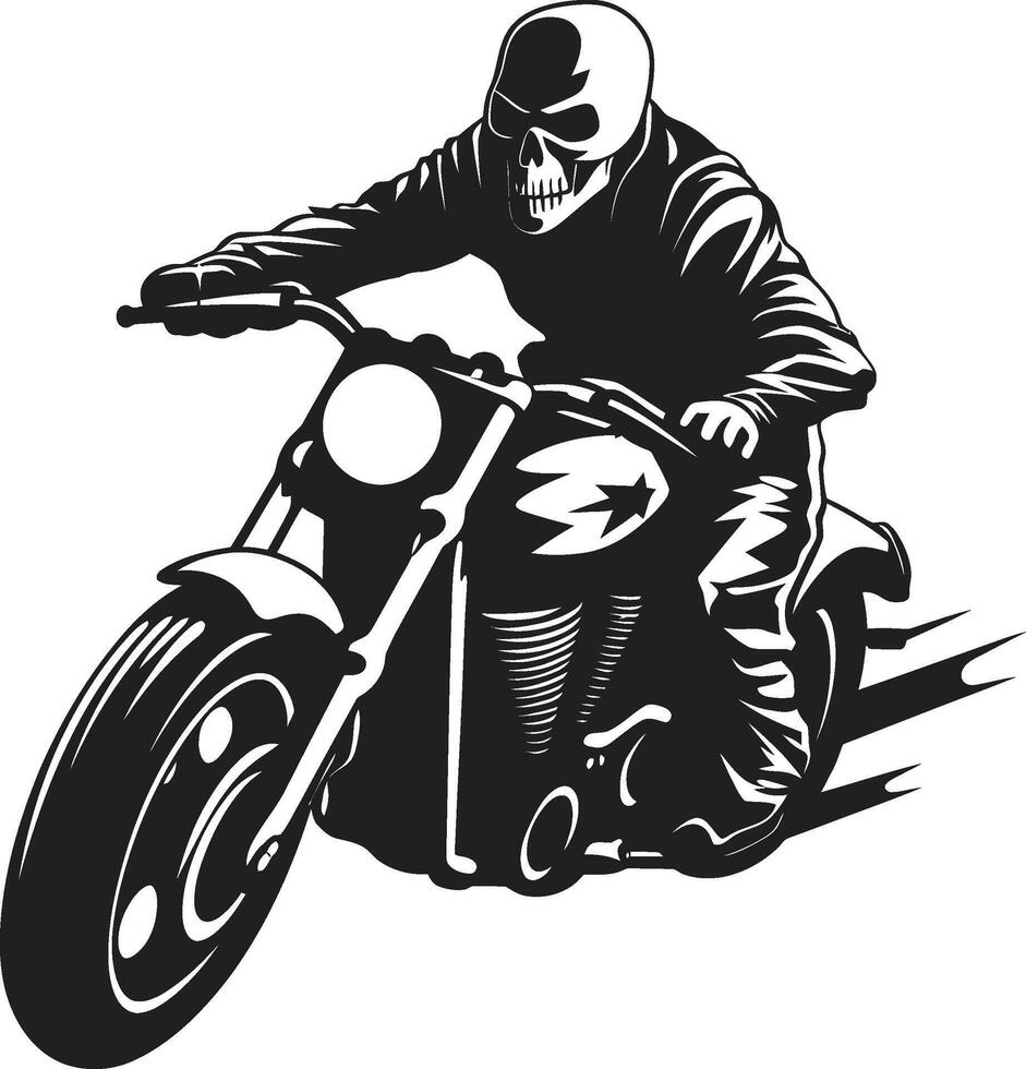 Midnight Speedster Grim Skeleton Biker in Black Bone Blaze Skeleton Rider Emblem in Leather Jacket vector