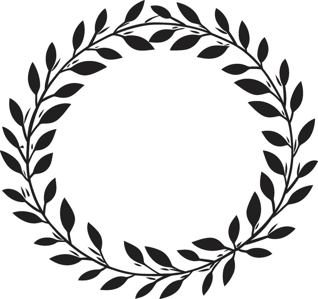 Eclipse Elegance Elegance in Midnight Wreath Phantom Plume Plume of Doodle Leaves in Black vector