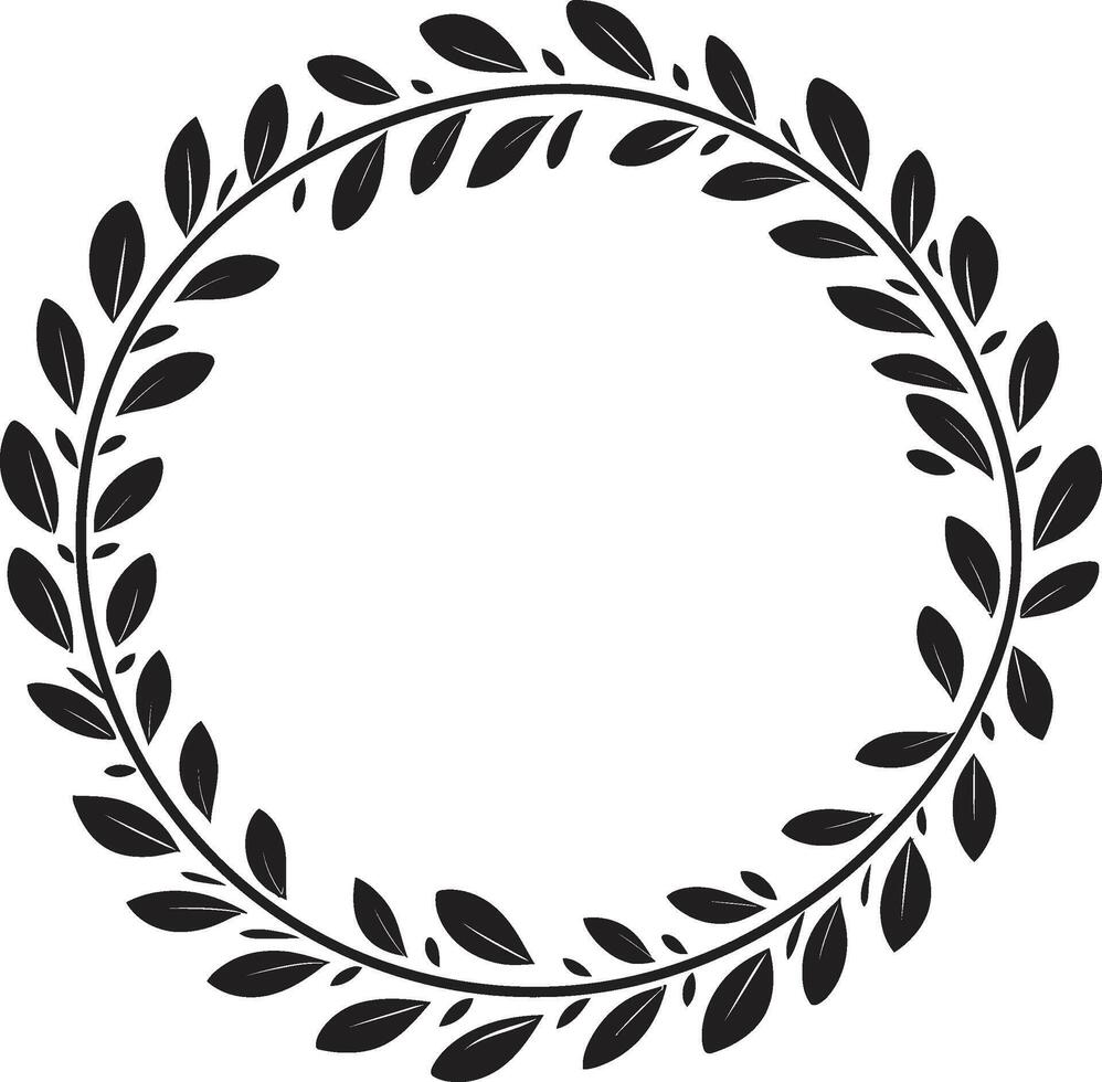 Shadow Sketch Sketchy Wreath of Black Doodle Leaves Carbon Cluster Cluster of Intricate Black Doodle Leaves in Wreath vector