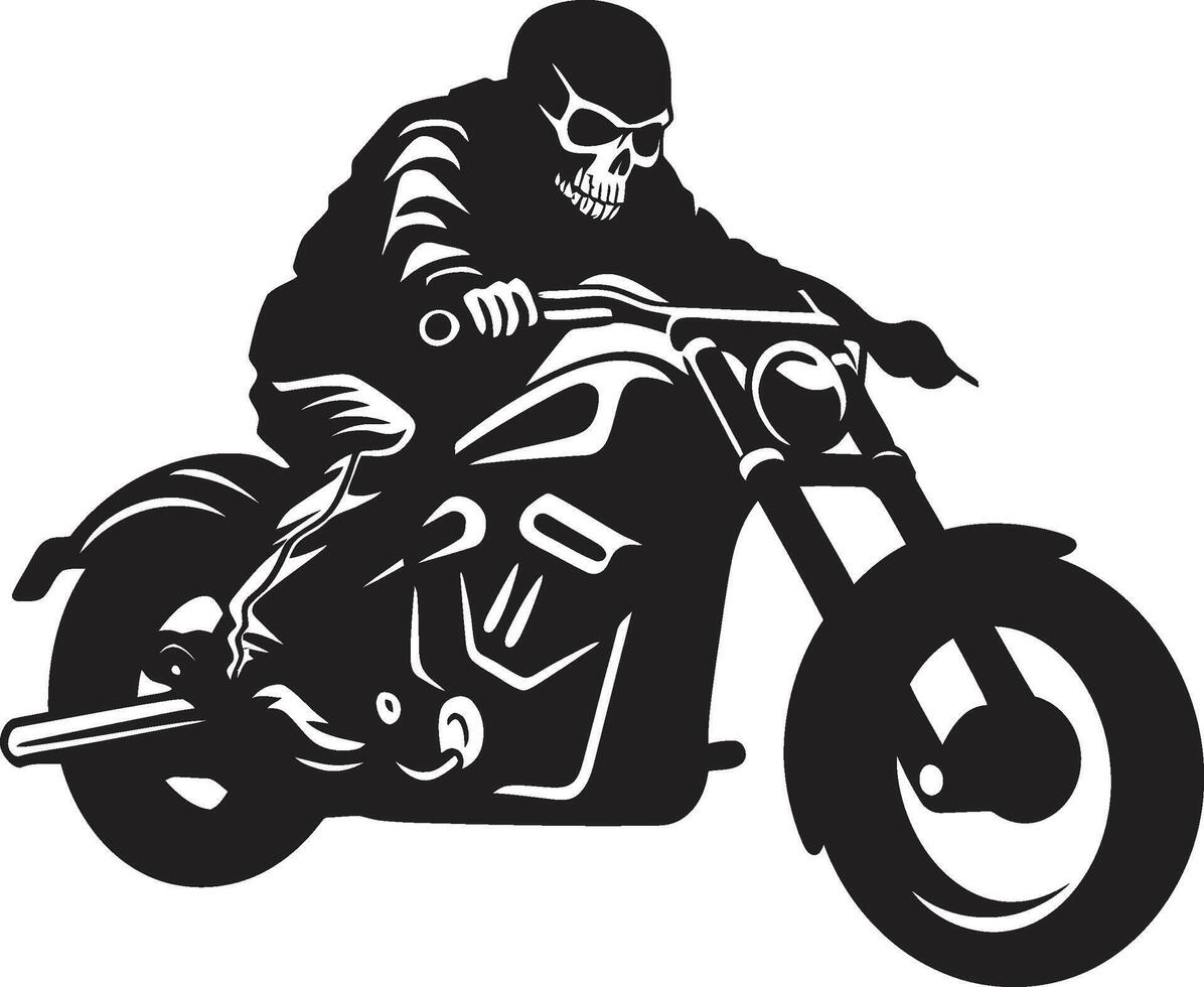 Phantom Rider Grim Skeleton Biker in Black Shadow Chopper Skeleton Rider Emblem in Leather Jacket vector