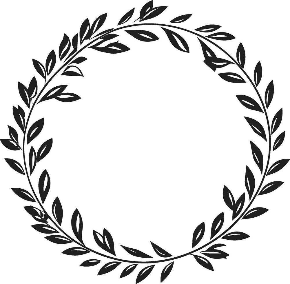 Shadow Sketch Sketchy Wreath of Black Doodle Leaves Carbon Cluster Cluster of Intricate Black Doodle Leaves in Wreath vector