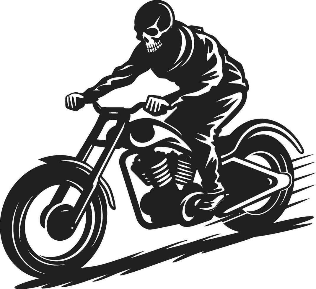 Bone Cruiser Biker Skeleton Silhouette in Black Leather Scholars Sanctuary Student Amid Books vector