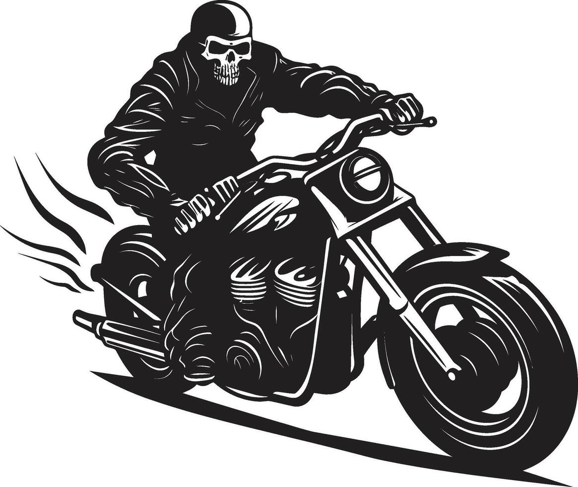 Phantom Fury Motorcycle Skeleton in Dark Emblem Spine Chiller Skeleton Rider in Leather Jacket vector