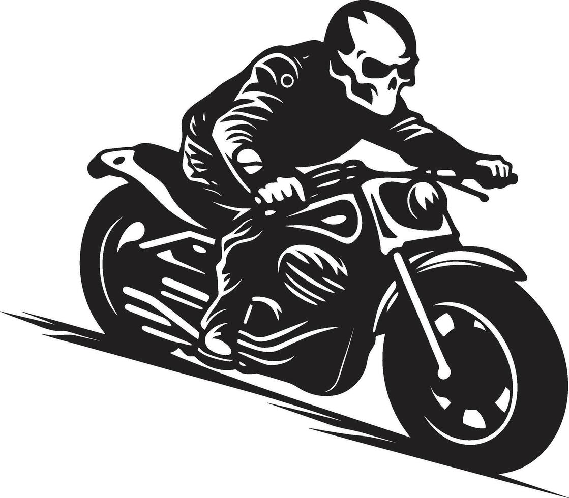 Phantom Chopper Skeleton Rider Emblem in Dark Shadow Biker Biker Skeleton Silhouette in Black vector