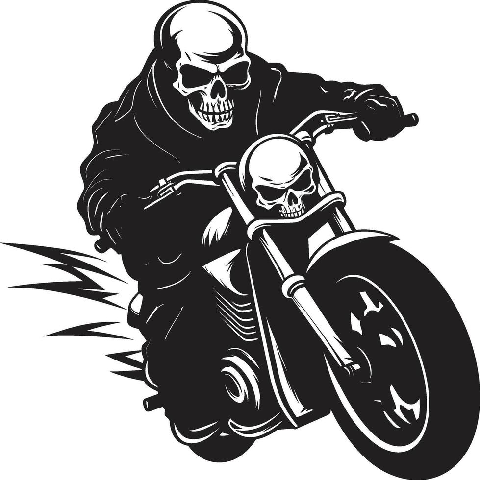 Phantom Fury Motorcycle Skeleton in Leather Jacket Emblem Spine Chiller Skeleton Rider in Black vector
