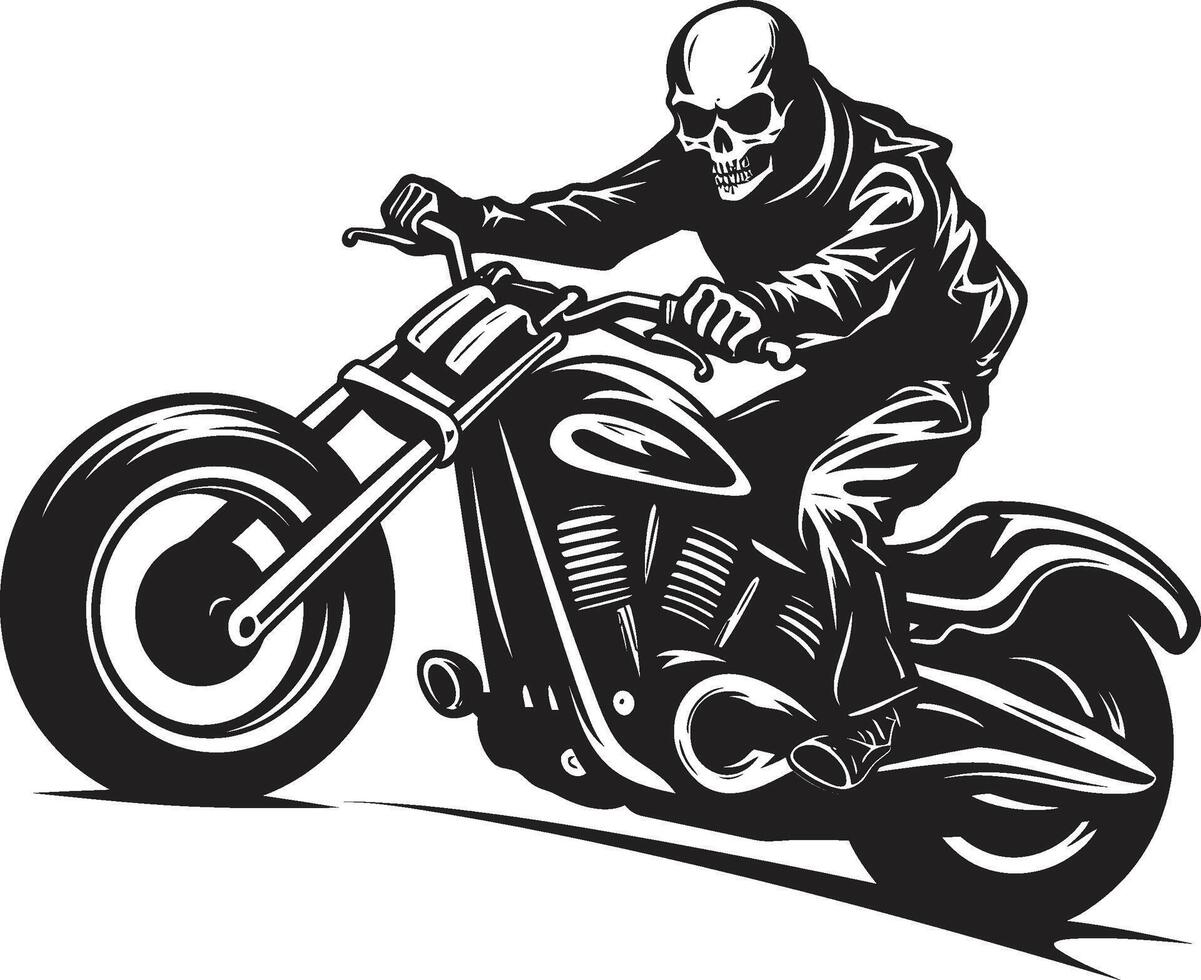 Shadow Chopper Skeleton Rider Emblem in Leather Jacket Midnight Blaze Motorcycle Skeleton in Dark vector