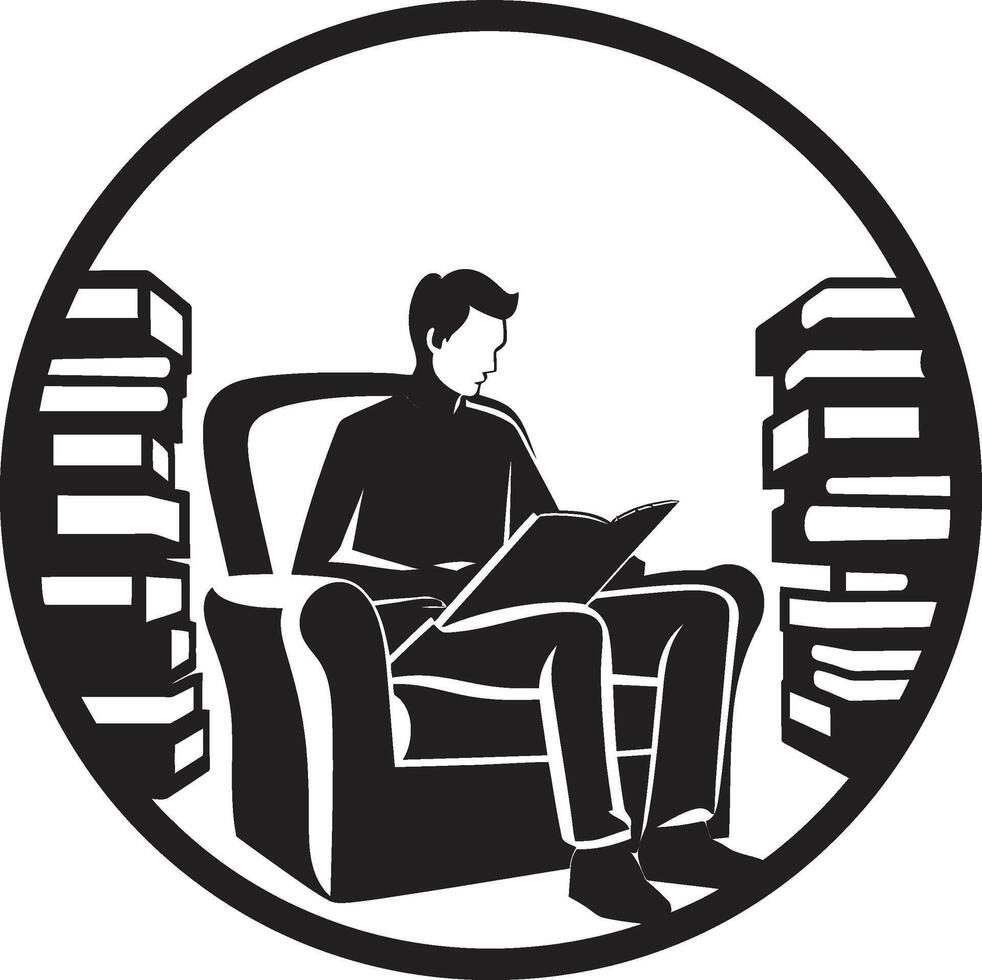 Intellectual Island Student Surrounded by Books Literary Lounge Student Nestled Among Books vector