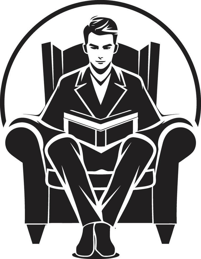 Scholarly Serenity Student with Books in Black Intellectual Island Student Surrounded by Books vector