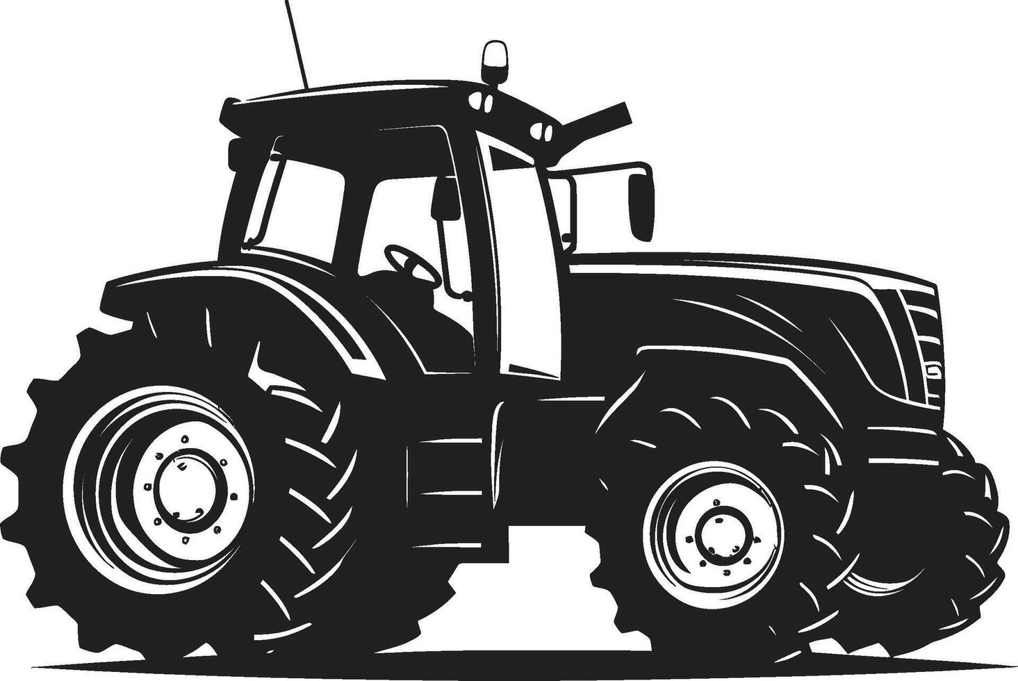 Agrarian Ace Stylish Black Tractor Field Force Dynamic Tractor vector
