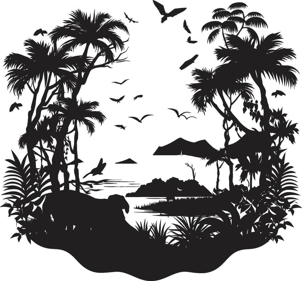 Jungle Expedition Contemporary Black Verdant Ventures Modern Jungle vector