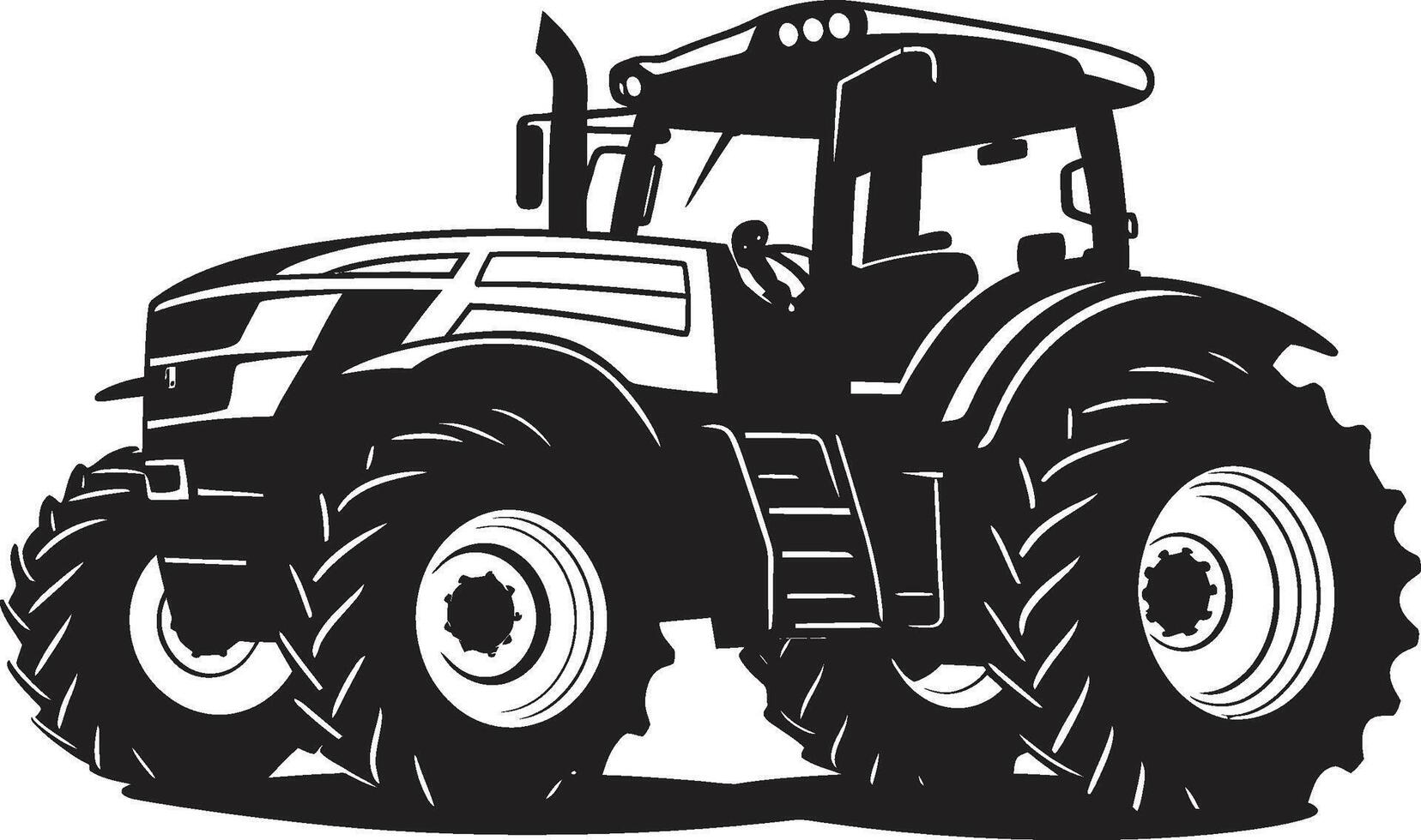 Harvest Havoc Contemporary Tractor Emblem in Black Rural Rover Robust Tractor vector