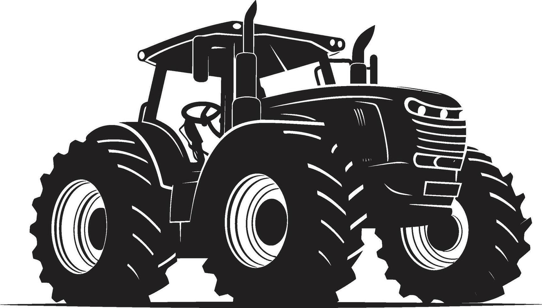 Farm Flux Bold Tractor in Black Agrarian Axis Modern Tractor Emblem vector