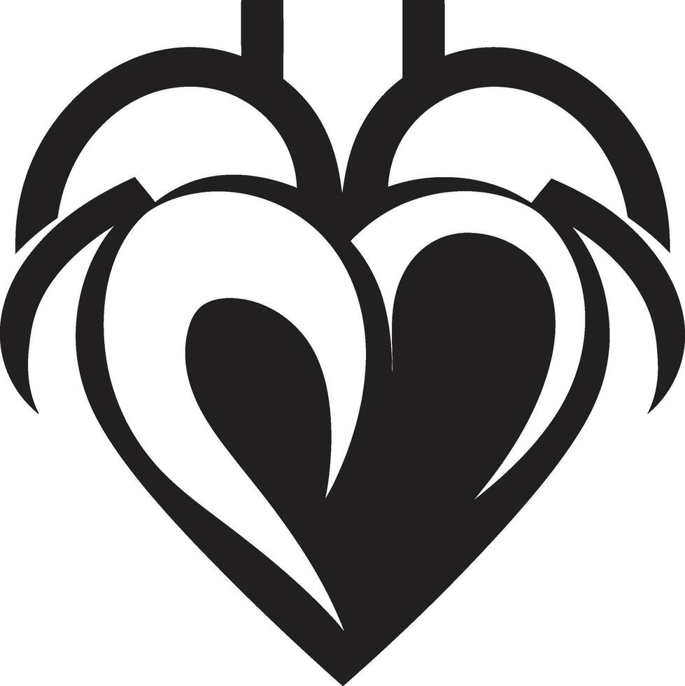 Abstract Love Symbol Elegant Decorative Minimalistic Heart Sophisticated Black Element vector