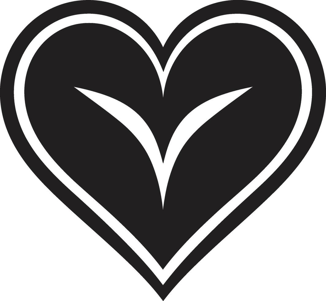 Classy Black Heart Symbol Abstract Sleek Heart Elegant Decorative Element vector