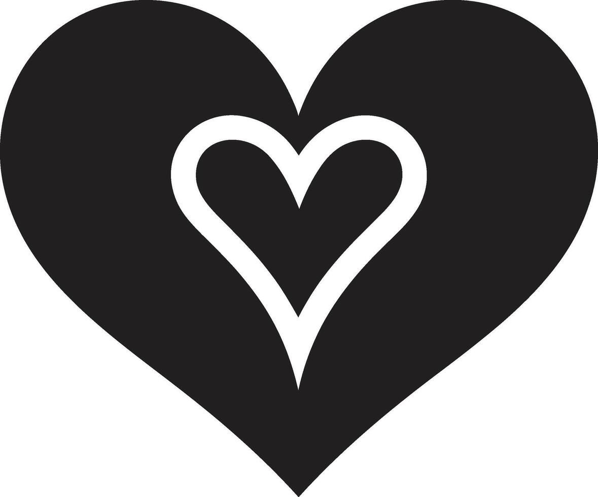 Sleek Black Heart Abstract with Decorative Flair Intricate Heart Silhouette Elegant Black Element in Graphics vector