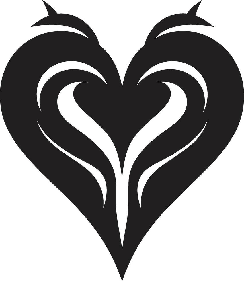 Sleek Heart Minimalistic Decorative Element Sleek Black Heart Abstract with Decorative Flair vector