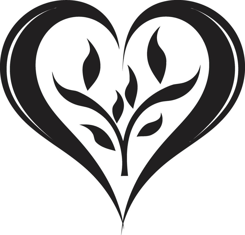 Delicate Black Heart Intricate Symbol Abstract Love Symbol Elegant Decorative vector