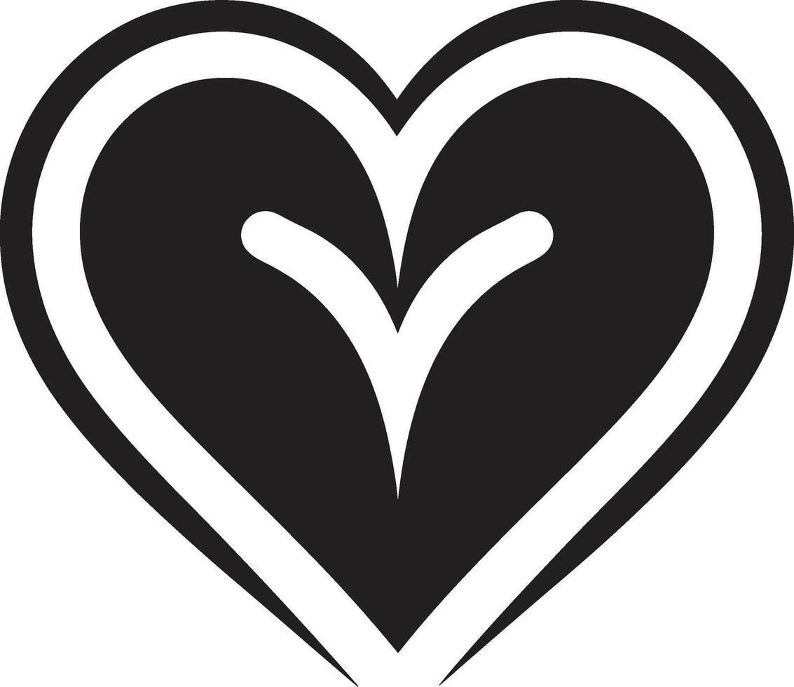 Abstract Love Refined Black Heart Symbol Minimalistic Heart Silhouette Artistic Decorative Element vector