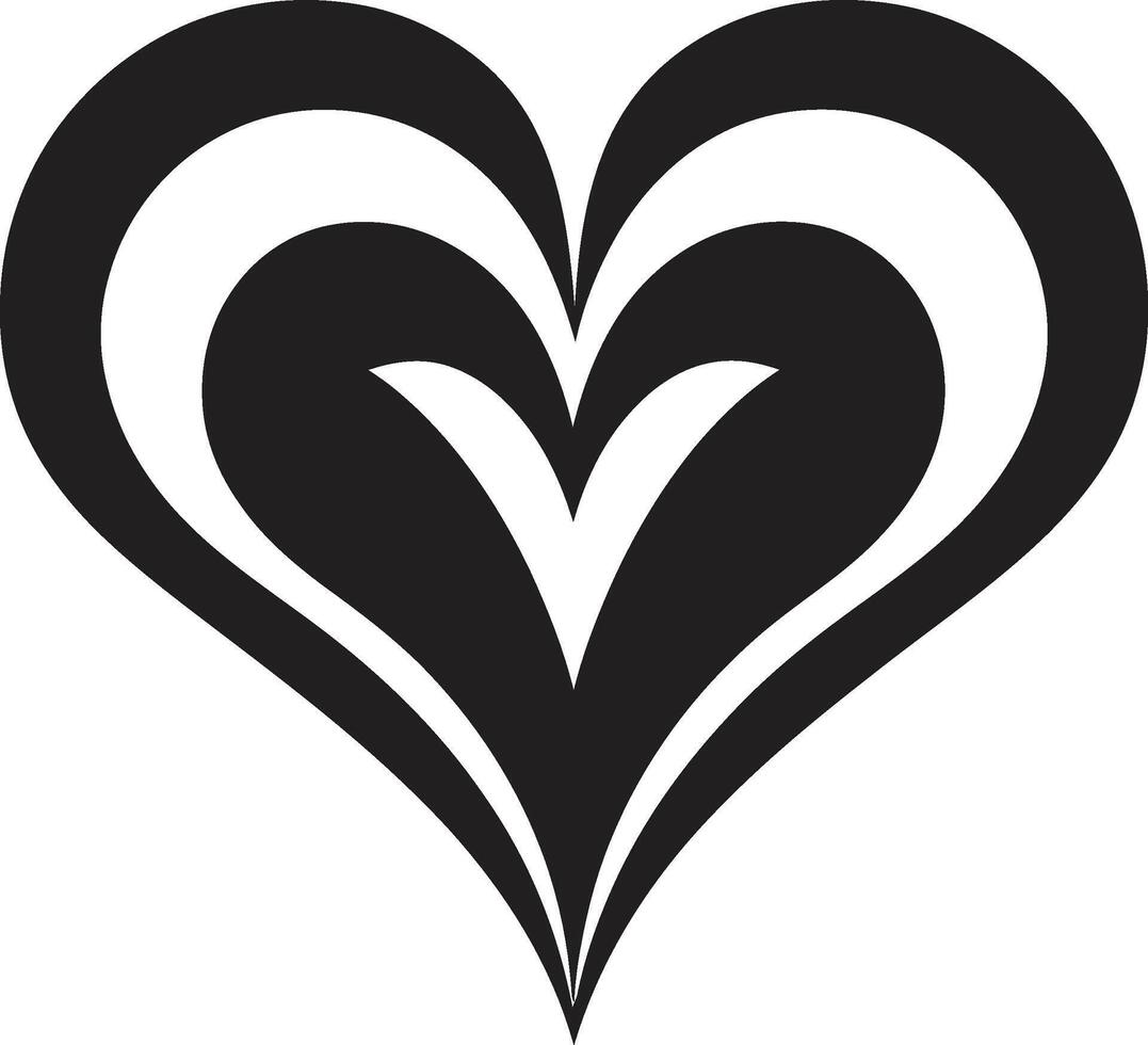 Unique Black Heart Sophisticated Abstract Shape Graceful Heart Silhouette Stylish vector
