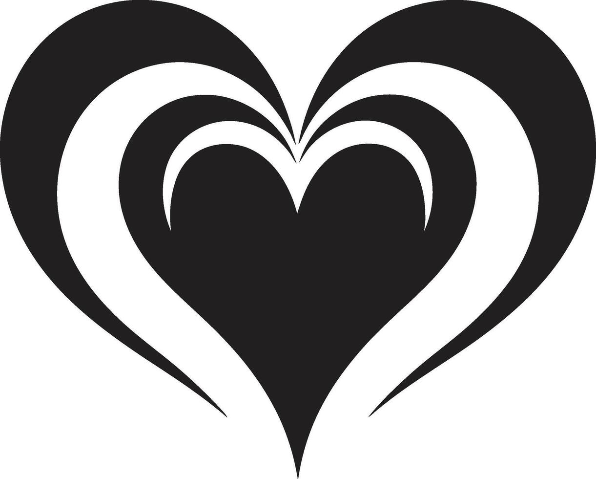 Sleek Black Heart Modern Element Artistic Heart Minimalist Decorative Symbol vector