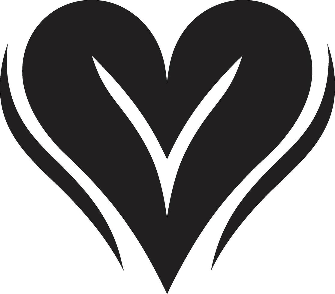 Intriguing Heart Shape Minimal Decorative Element Classy Black Heart Symbol Abstract vector