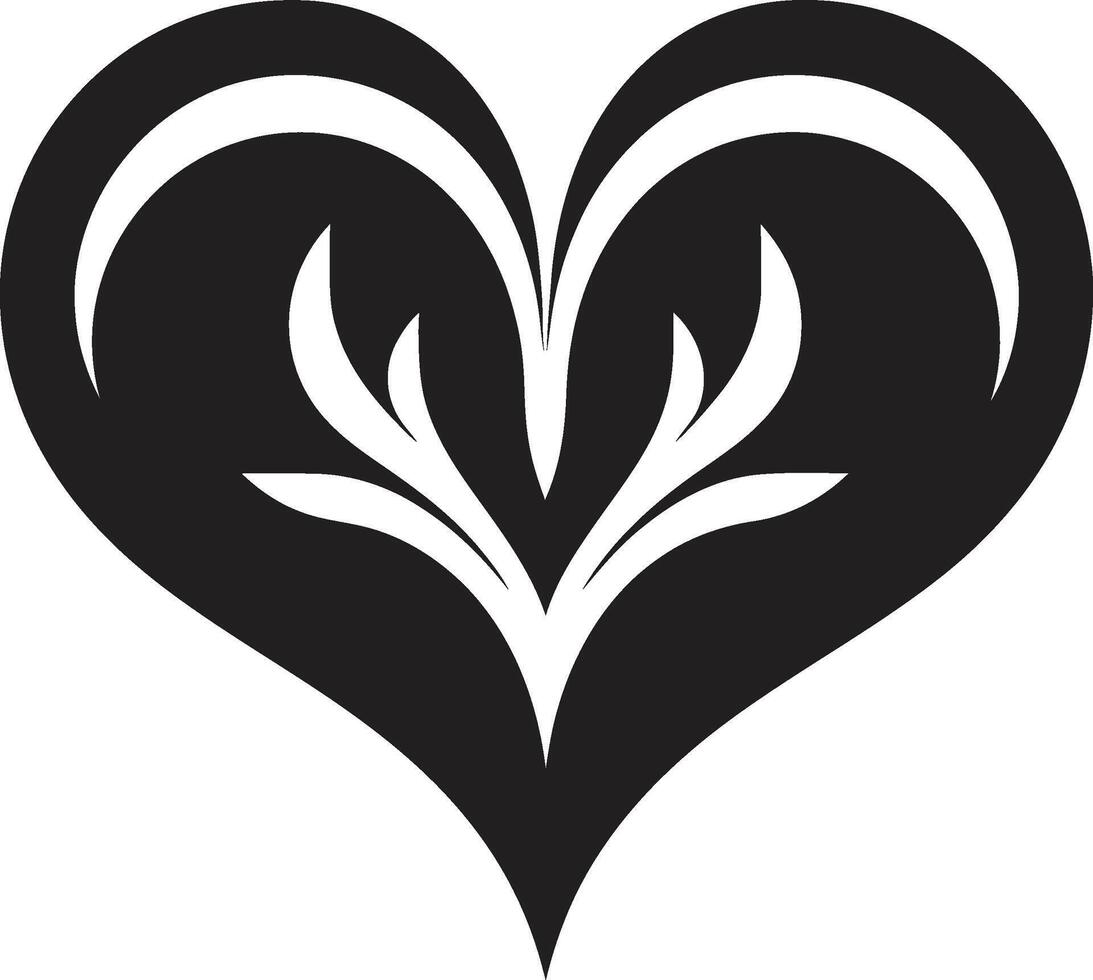 Intricate Black Heart Minimalist Decorative Stylish Heart Abstract Element vector