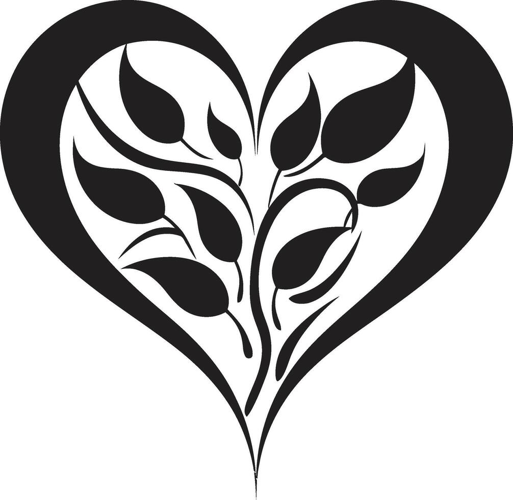 Abstract Love Refined Black Heart Minimalistic Heart Silhouette Artistic Decorative Symbol vector