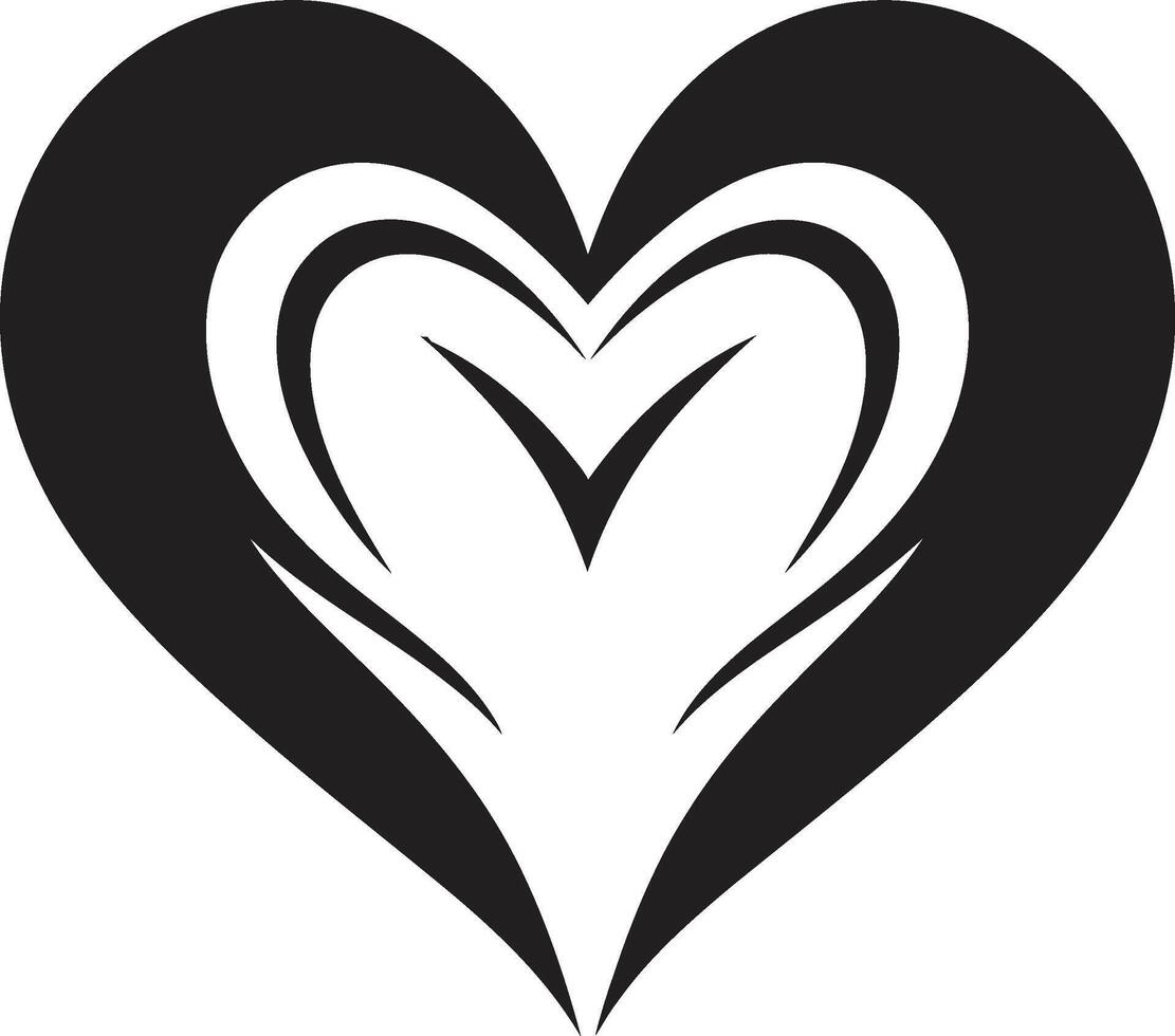 Abstract Love Symbol Sleek Black Heart Element Minimalist Heart Refined Decorative Art vector