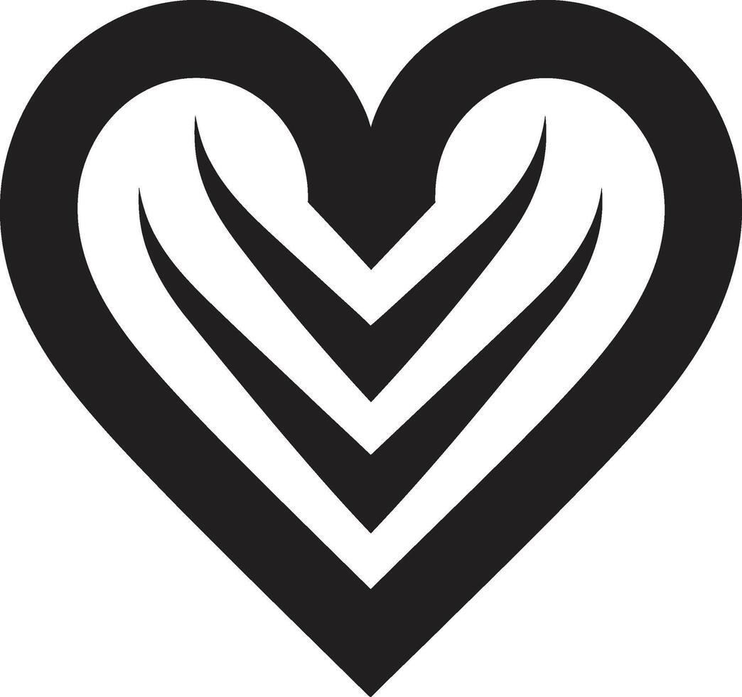 Artistic Heart Minimalist Decorative Symbol Modern Heart Silhouette Intricate Black Element vector