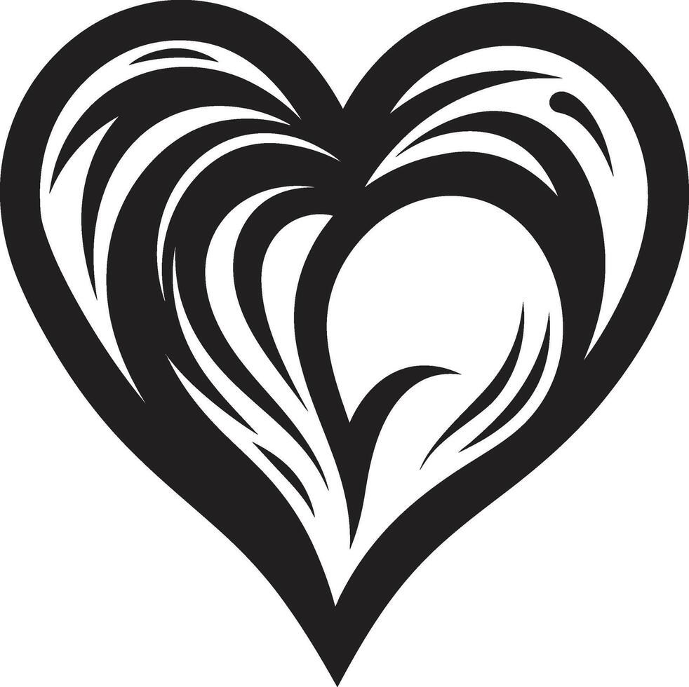 Contemporary Black Heart Abstract Decorative Symbol Intriguing Heart Shape Stylish vector