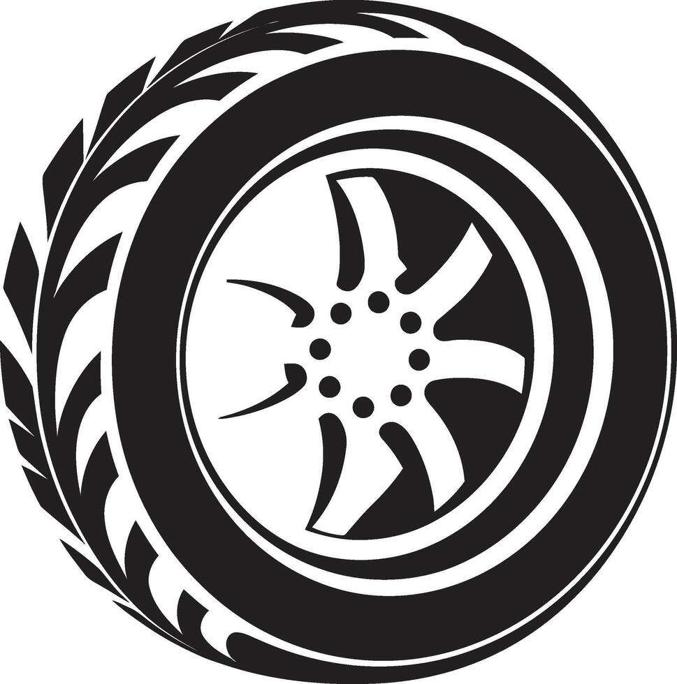 Midnight Roll Sleek Tire Wheel Emblem Obsidian Orbit Bold Black vector