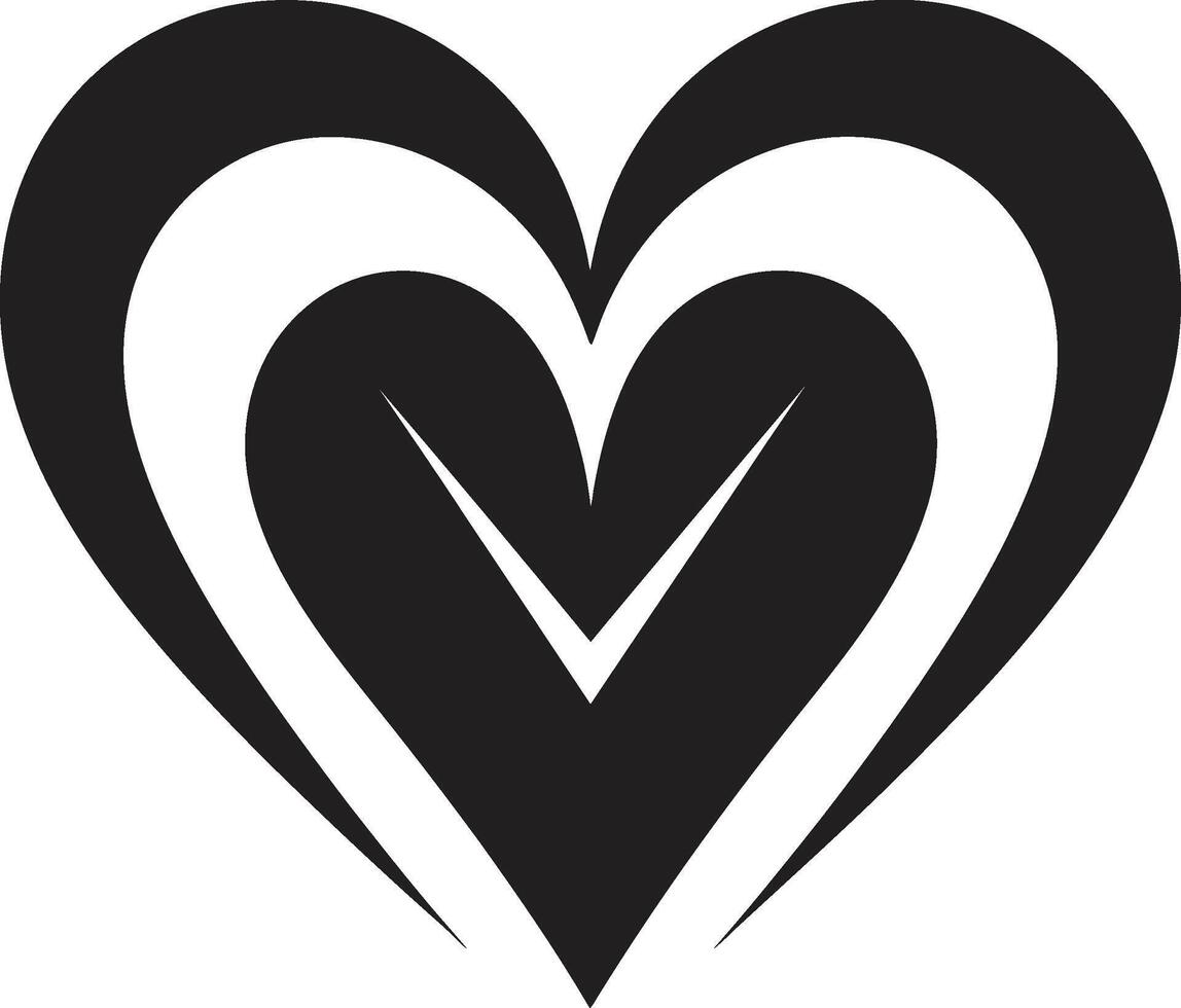 Elegant Heart Silhouette Chic Abstract Intricate Black Heart Minimalist Decorative vector