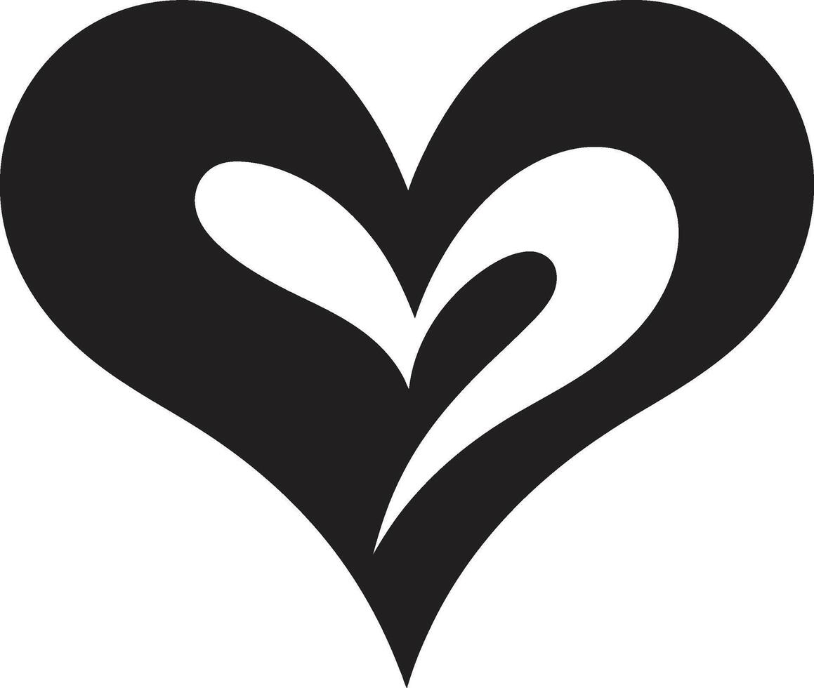 Modern Heart Silhouette Intricate Black Element Delicate Black Heart Graceful Abstract Symbol vector