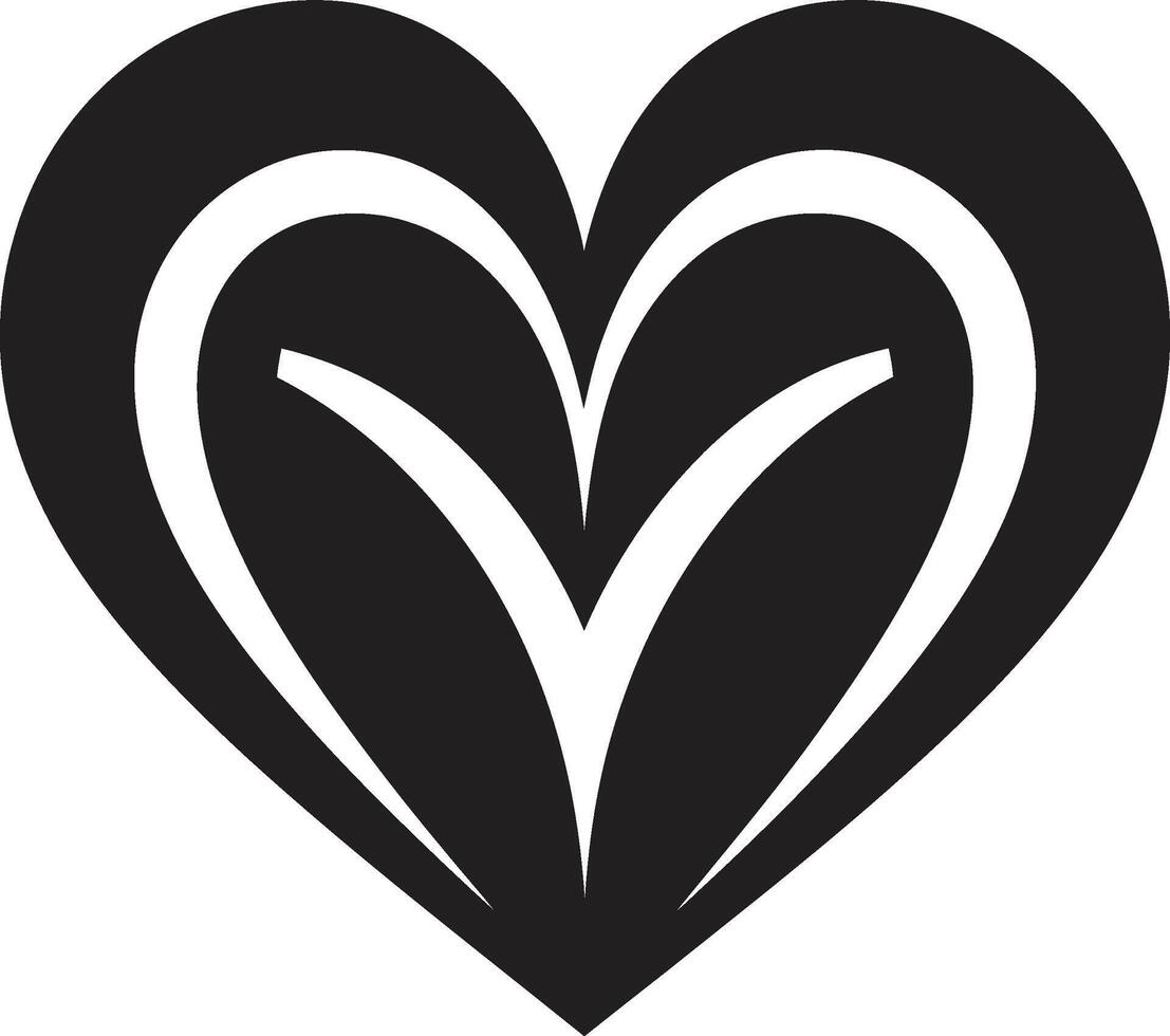 Sleek Black Heart Minimal Artistic Heart Symbol Graceful Abstract vector