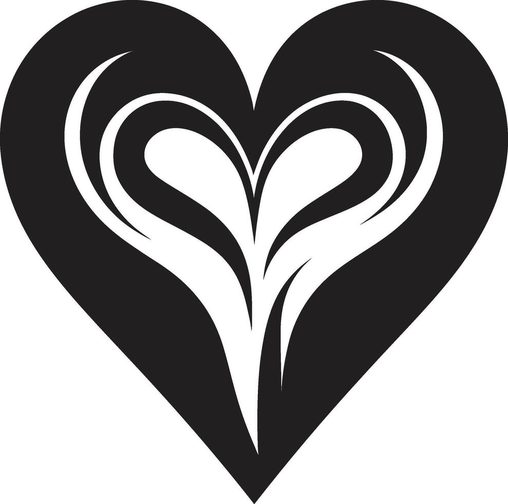 Classy Heart Stylish Decorative Element Sleek Black Heart Minimal vector