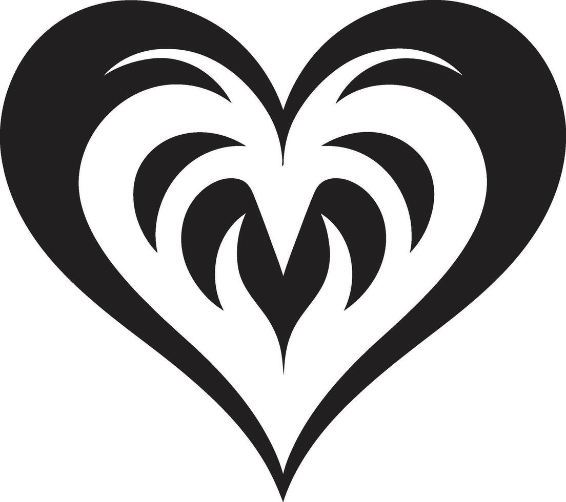 Sophisticated Heart Emblem Modern Art Abstract Love Refined Black Heart Symbol vector